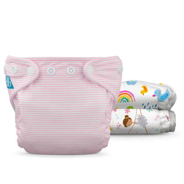 Reusable Cloth Diaper: Newborn with Fleece (Pack of 3)
