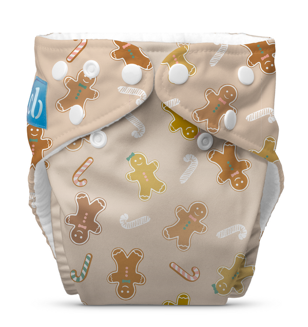 Reusable Cloth Diaper: One Size with Fleece (Pack of 1) - Winter Gingerbread