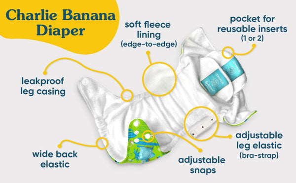 Reusable Cloth Diaper: One Size with Fleece (Pack of 1) - CB Yellow