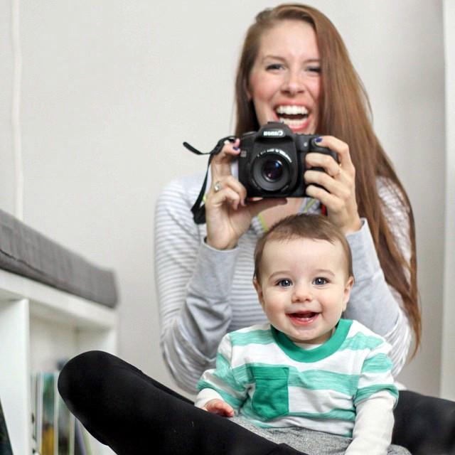 Noah and his mother with a camera